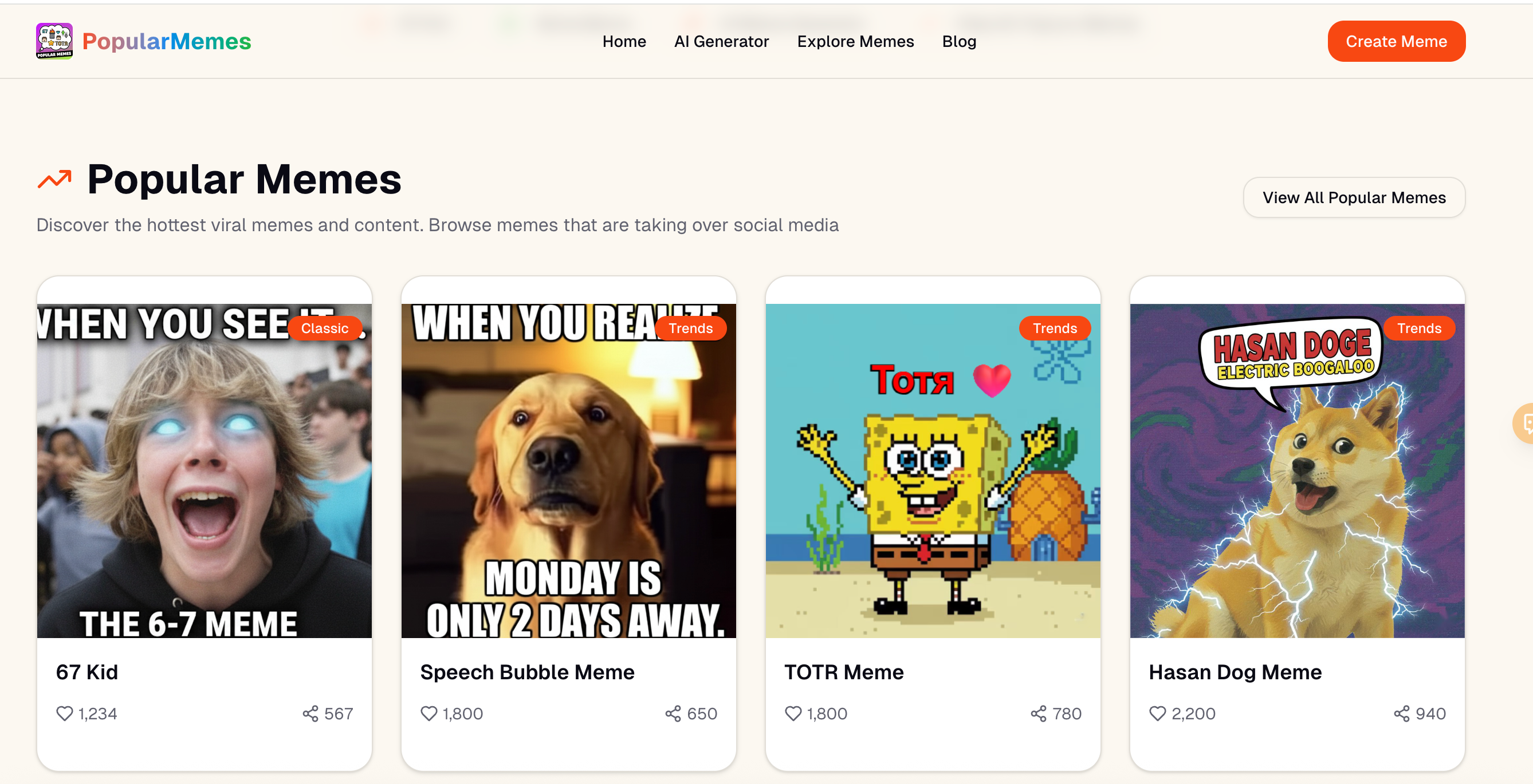 PopularMemes.net AI Meme Generator